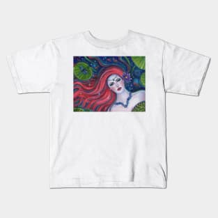 Daphne mermaid with dragonfly art by Renee Lavoie Kids T-Shirt